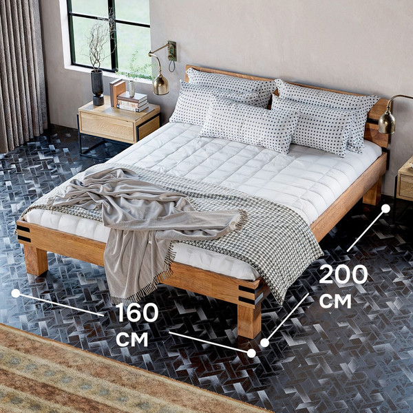 Изображение товара Двуспальная кровать Dipriz Дубовая классика Д.83059.1 (дуб масло)