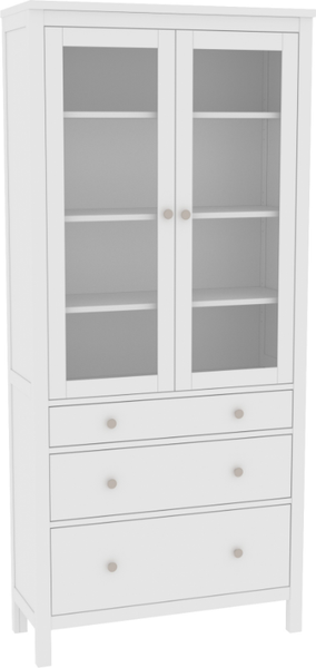 Изображение товара Шкаф с витриной ММЦ Кантри 23 (белый лак)