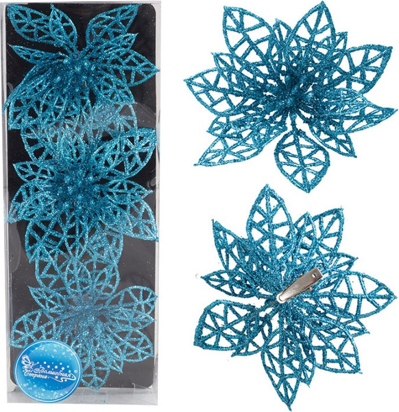 Изображение товара Набор елочных игрушек Волшебная страна Цветок / 007793 (3шт, синий)