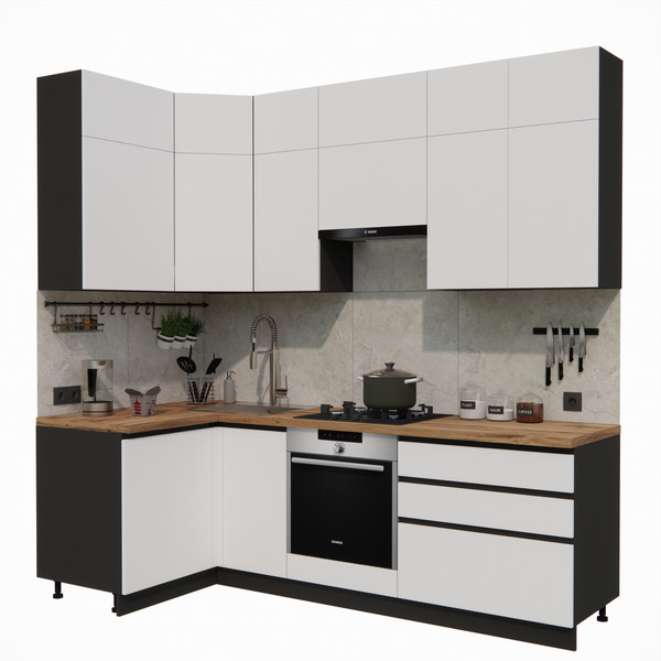 Изображение товара Кухонный гарнитур ВерсоМебель Эко Премиум 1.2x2.4 левая (белый фасадный/ст. дуб вотан)