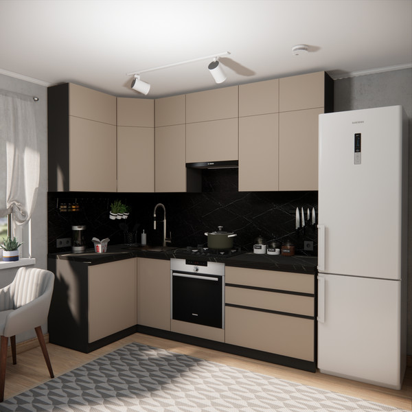 Изображение товара Кухонный гарнитур ВерсоМебель Эко Премиум 1.2x2.4 левая (глиняный серый/ст. тунис)