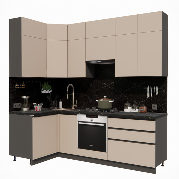 Изображение товара Кухонный гарнитур ВерсоМебель Эко Премиум 1.2x2.4 левая (глиняный серый/ст. тунис)