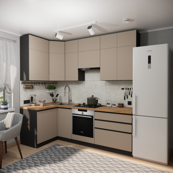 Изображение товара Кухонный гарнитур ВерсоМебель Эко Премиум 1.2x2.4 левая (глиняный серый/ст. дуб вотан)