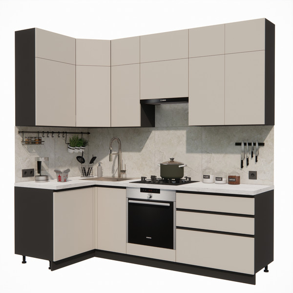 Изображение товара Кухонный гарнитур ВерсоМебель Эко Премиум 1.2x2.4 левая (кашемир/ст. мрамор лацио)