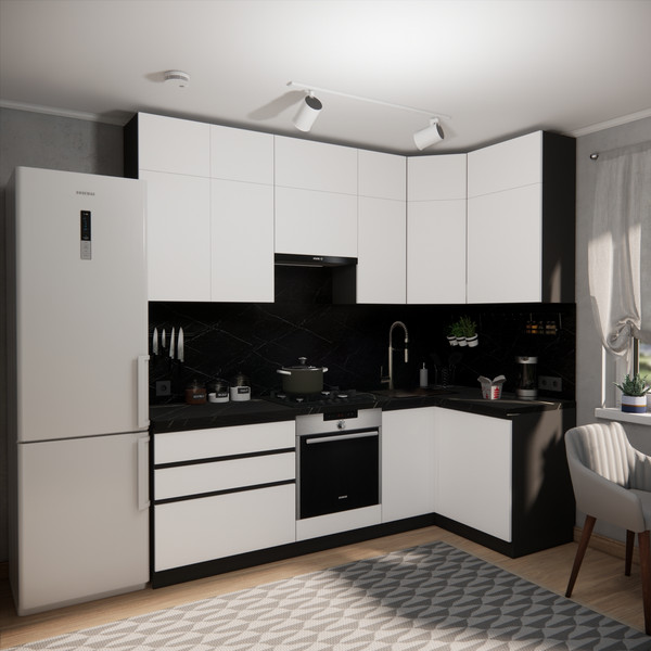 Изображение товара Кухонный гарнитур ВерсоМебель Эко Премиум 1.2x2.4 правая (белый фасадный/ст. тунис)