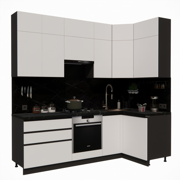 Изображение товара Кухонный гарнитур ВерсоМебель Эко Премиум 1.2x2.4 правая (белый фасадный/ст. тунис)