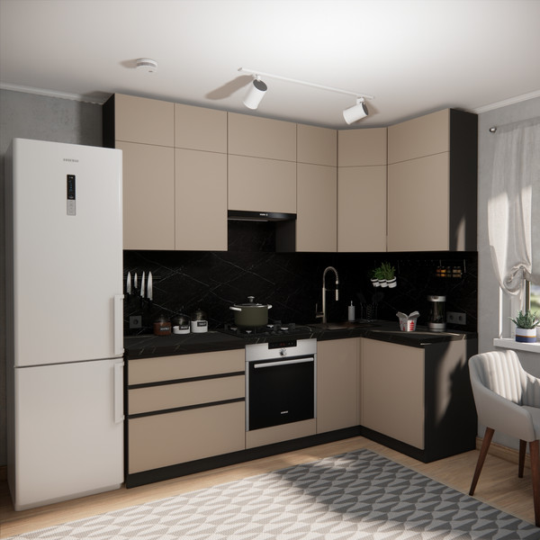 Изображение товара Кухонный гарнитур ВерсоМебель Эко Премиум 1.2x2.4 правая (глиняный серый/ст. тунис)