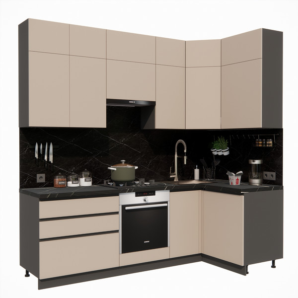 Изображение товара Кухонный гарнитур ВерсоМебель Эко Премиум 1.2x2.4 правая (глиняный серый/ст. дуб вотан)