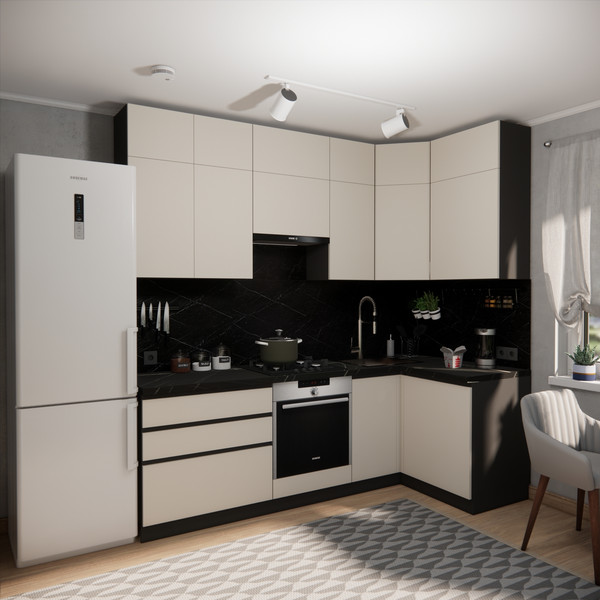 Изображение товара Кухонный гарнитур ВерсоМебель Эко Премиум 1.2x2.4 правая (кашемир/ст. тунис)