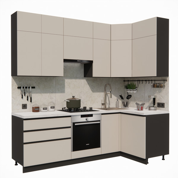 Изображение товара Кухонный гарнитур ВерсоМебель Эко Премиум 1.2x2.4 правая (кашемир/ст. мрамор лацио)