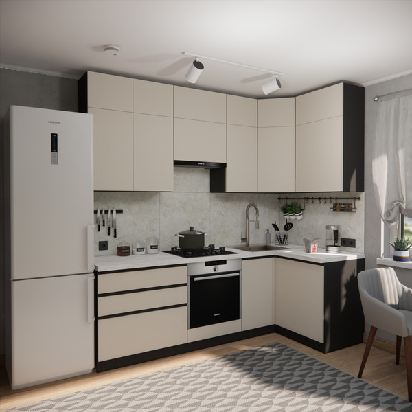 Изображение товара Кухонный гарнитур ВерсоМебель Эко Премиум 1.2x2.4 правая (кашемир/ст. мрамор лацио)