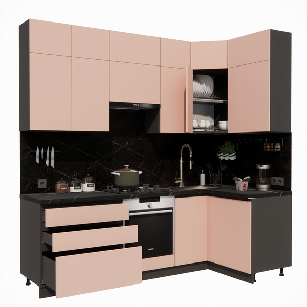 Изображение товара Кухонный гарнитур ВерсоМебель Эко Премиум 1.2x2.4 правая (пудровый/ст. тунис)