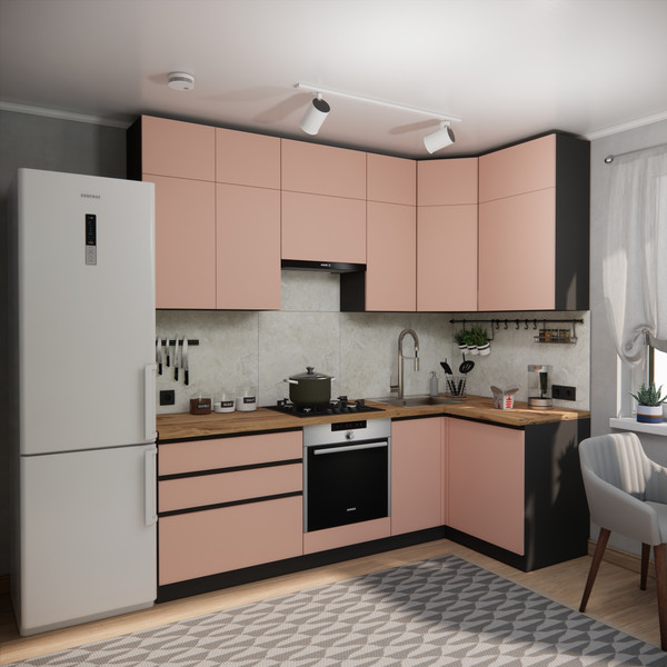 Изображение товара Кухонный гарнитур ВерсоМебель Эко Премиум 1.2x2.4 правая (пудровый/ст. дуб вотан)