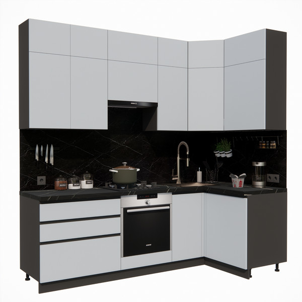 Изображение товара Кухонный гарнитур ВерсоМебель Эко Премиум 1.2x2.4 правая (сумеречный голубой/ст. тунис)