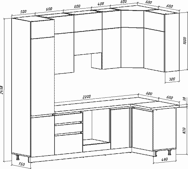 Изображение товара Кухонный гарнитур ВерсоМебель Эко Премиум 1.2x2.7 правая (пудровый/ст. мрамор лацио)