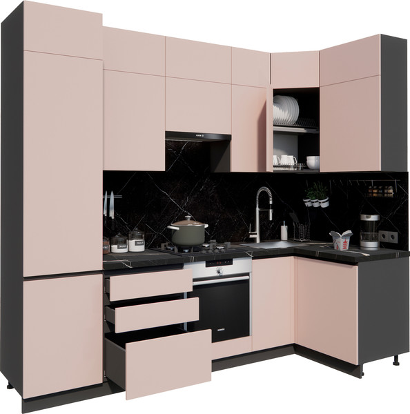 Изображение товара Кухонный гарнитур ВерсоМебель Эко Премиум 1.2x2.7 правая (пудровый/ст. тунис)