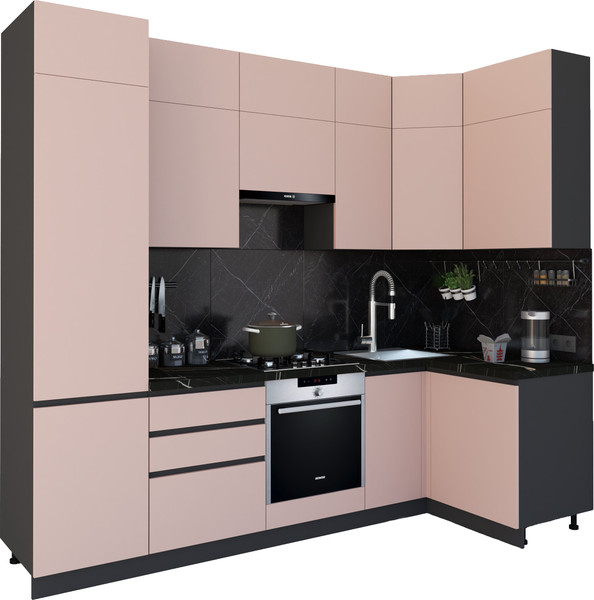 Изображение товара Кухонный гарнитур ВерсоМебель Эко Премиум 1.2x2.7 правая (пудровый/ст. тунис)