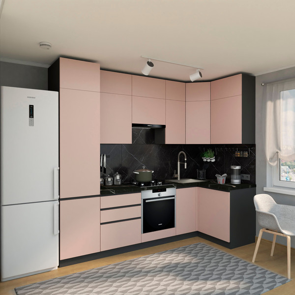 Изображение товара Кухонный гарнитур ВерсоМебель Эко Премиум 1.2x2.7 правая (пудровый/ст. тунис)