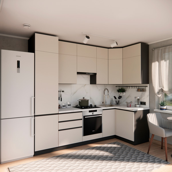 Изображение товара Кухонный гарнитур ВерсоМебель Эко Премиум 1.2x2.7 правая (кашемир/ст. мрамор лацио)