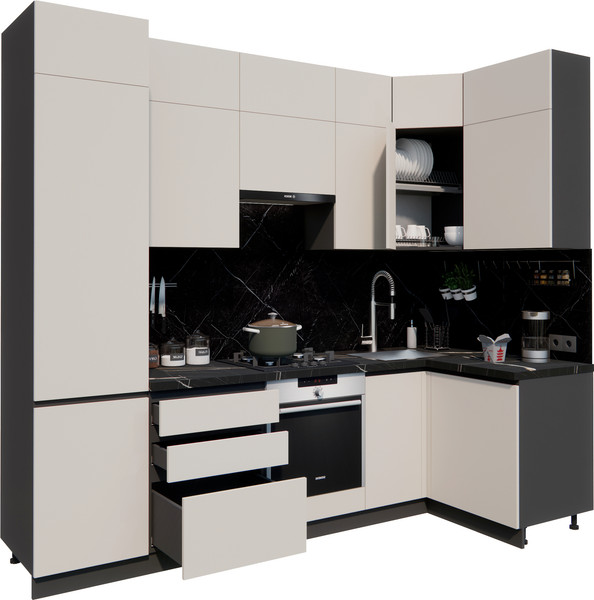 Изображение товара Кухонный гарнитур ВерсоМебель Эко Премиум 1.2x2.7 правая (кашемир/ст. тунис)