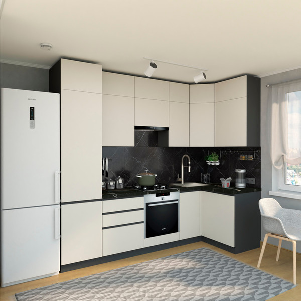 Изображение товара Кухонный гарнитур ВерсоМебель Эко Премиум 1.2x2.7 правая (кашемир/ст. тунис)