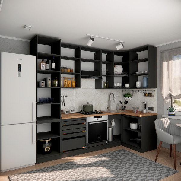 Изображение товара Кухонный гарнитур ВерсоМебель Эко Премиум 1.2x2.7 правая (глиняный серый/ст. дуб вотан)