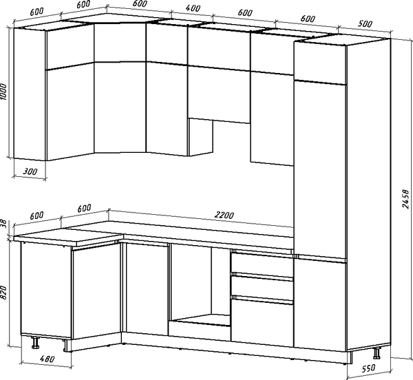 Изображение товара Кухонный гарнитур ВерсоМебель Эко Премиум 1.2x2.7 левая (глиняный серый/ст. тунис)