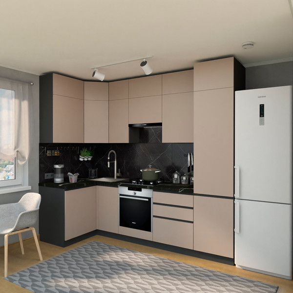 Изображение товара Кухонный гарнитур ВерсоМебель Эко Премиум 1.2x2.7 левая (глиняный серый/ст. тунис)