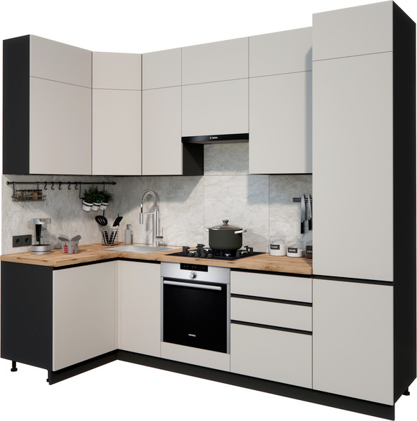 Изображение товара Кухонный гарнитур ВерсоМебель Эко Премиум 1.2x2.7 левая (кашемир/ст. дуб вотан)