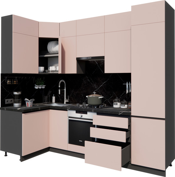 Изображение товара Кухонный гарнитур ВерсоМебель Эко Премиум 1.2x2.7 левая (пудровый/ст. тунис)