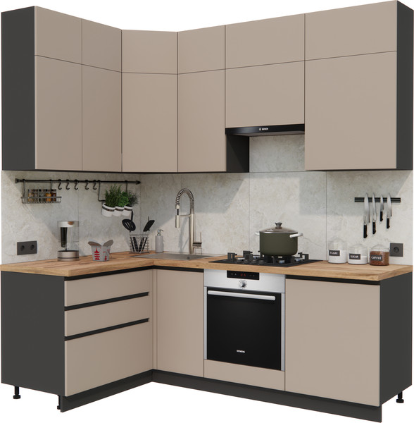 Изображение товара Кухонный гарнитур ВерсоМебель Эко Премиум 1.4x2.2 левая (глиняный серый/ст. дуб вотан)
