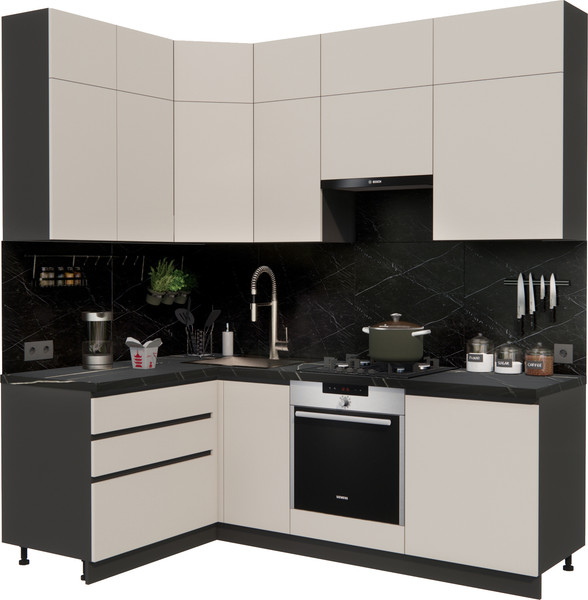 Изображение товара Кухонный гарнитур ВерсоМебель Эко Премиум 1.4x2.2 левая (кашемир/ст. тунис)