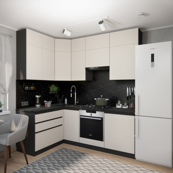 Изображение товара Кухонный гарнитур ВерсоМебель Эко Премиум 1.4x2.2 левая (кашемир/ст. тунис)