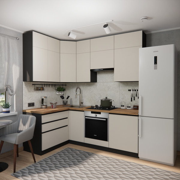 Изображение товара Кухонный гарнитур ВерсоМебель Эко Премиум 1.4x2.2 левая (кашемир/ст. дуб вотан)