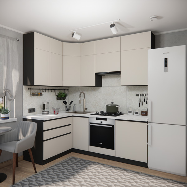 Изображение товара Кухонный гарнитур ВерсоМебель Эко Премиум 1.4x2.2 левая (кашемир/ст. мрамор лацио)