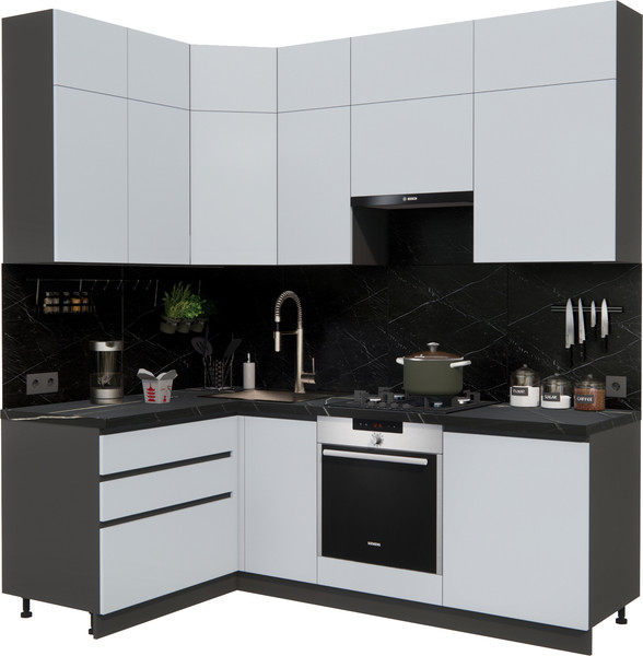 Изображение товара Кухонный гарнитур ВерсоМебель Эко Премиум 1.4x2.2 левая (сумеречный голубой/ст. тунис)