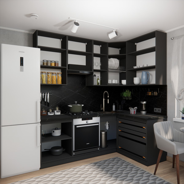 Изображение товара Кухонный гарнитур ВерсоМебель Эко Премиум 1.4x2.2 правая (кашемир/ст. тунис)