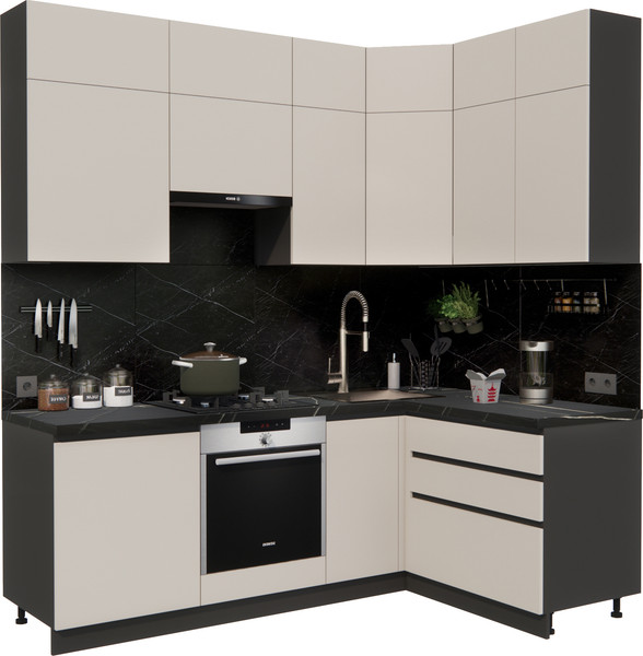 Изображение товара Кухонный гарнитур ВерсоМебель Эко Премиум 1.4x2.2 правая (кашемир/ст. тунис)