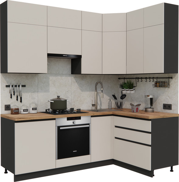 Изображение товара Кухонный гарнитур ВерсоМебель Эко Премиум 1.4x2.2 правая (кашемир/ст. дуб вотан)