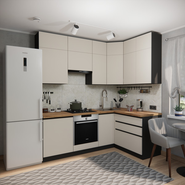 Изображение товара Кухонный гарнитур ВерсоМебель Эко Премиум 1.4x2.2 правая (кашемир/ст. дуб вотан)