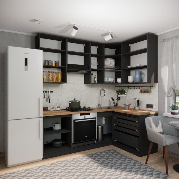 Изображение товара Кухонный гарнитур ВерсоМебель Эко Премиум 1.4x2.2 правая (кашемир/ст. дуб вотан)