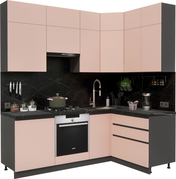 Изображение товара Кухонный гарнитур ВерсоМебель Эко Премиум 1.4x2.2 правая (пудровый/ст. тунис)