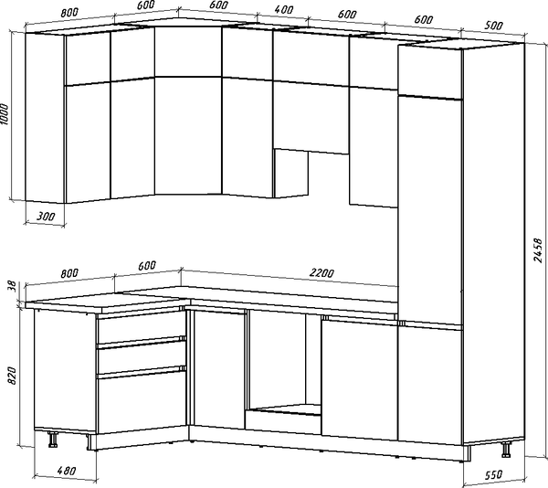 Изображение товара Кухонный гарнитур ВерсоМебель Эко Премиум 1.4x2.7 левая (белый фасадный/ст. дуб вотан)