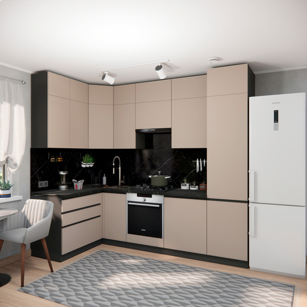 Изображение товара Кухонный гарнитур ВерсоМебель Эко Премиум 1.4x2.7 левая (глиняный серый/ст. тунис)