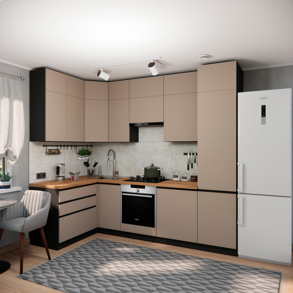 Изображение товара Кухонный гарнитур ВерсоМебель Эко Премиум 1.4x2.7 левая (глиняный серый/ст. дуб вотан)