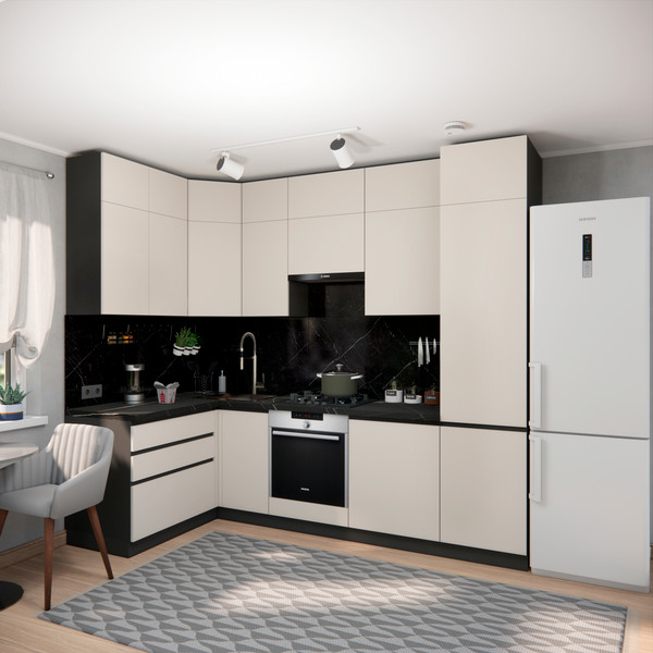 Изображение товара Кухонный гарнитур ВерсоМебель Эко Премиум 1.4x2.7 левая (кашемир/ст. тунис)