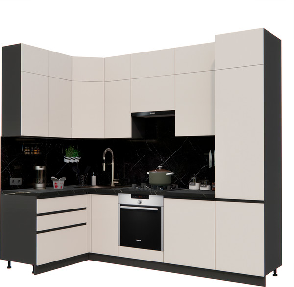 Изображение товара Кухонный гарнитур ВерсоМебель Эко Премиум 1.4x2.7 левая (кашемир/ст. тунис)