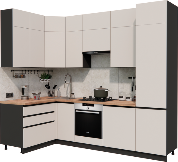 Изображение товара Кухонный гарнитур ВерсоМебель Эко Премиум 1.4x2.7 левая (кашемир/ст. дуб вотан)