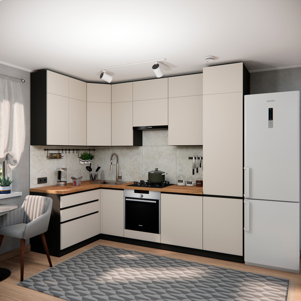 Изображение товара Кухонный гарнитур ВерсоМебель Эко Премиум 1.4x2.7 левая (кашемир/ст. дуб вотан)