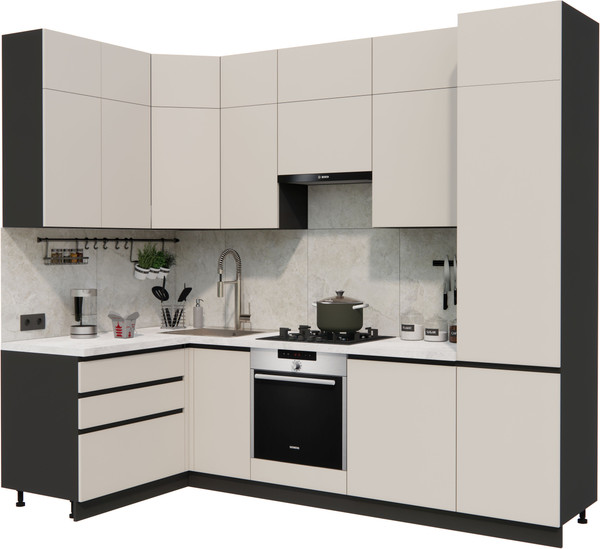 Изображение товара Кухонный гарнитур ВерсоМебель Эко Премиум 1.4x2.7 левая (кашемир/ст. мрамор лацио)